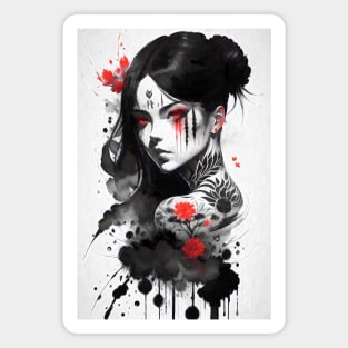 Japan Ink Style Woman Magnet